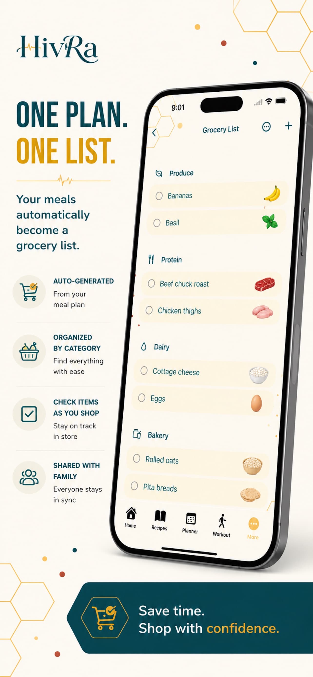 Grocery workflows screen in the HivRa iOS application