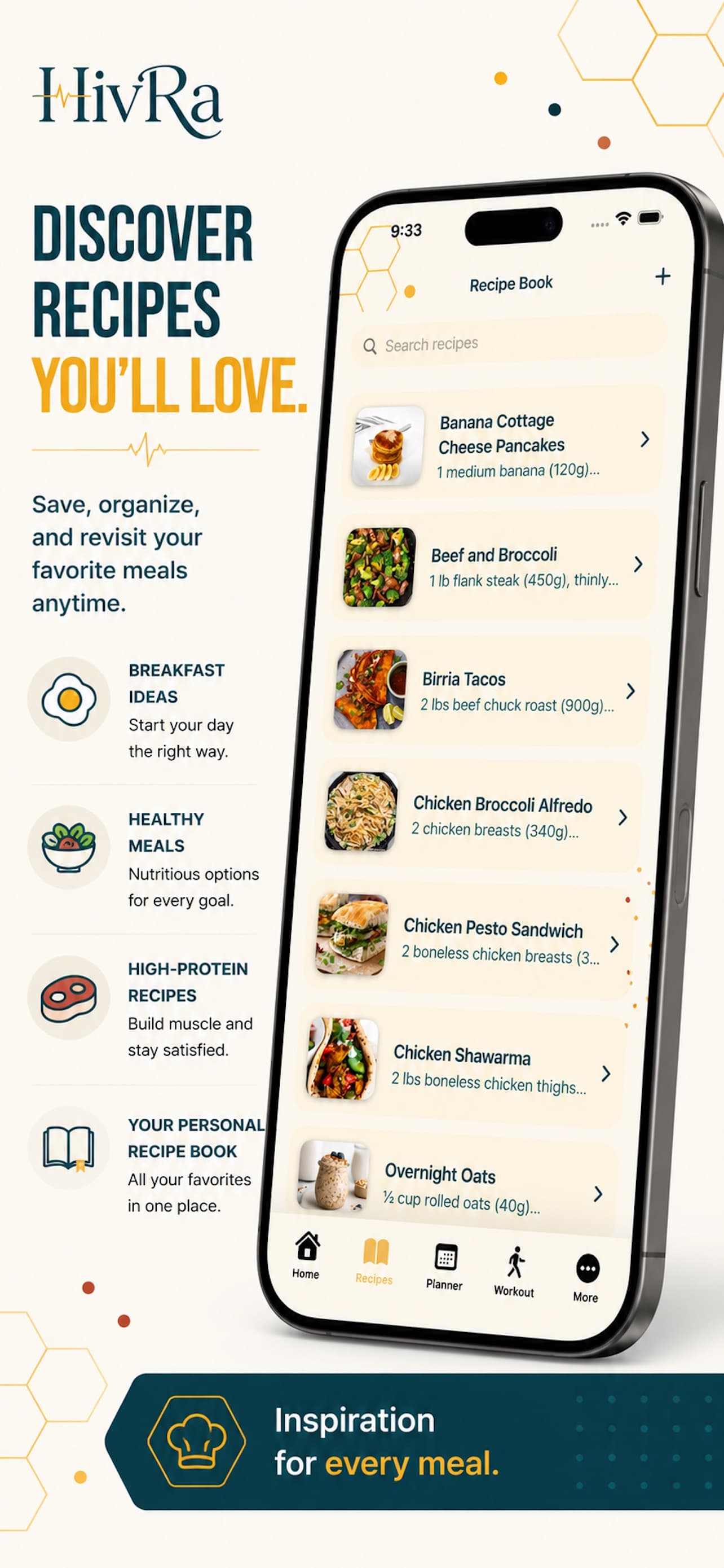 Recipe intelligence screen in the HivRa iOS application
