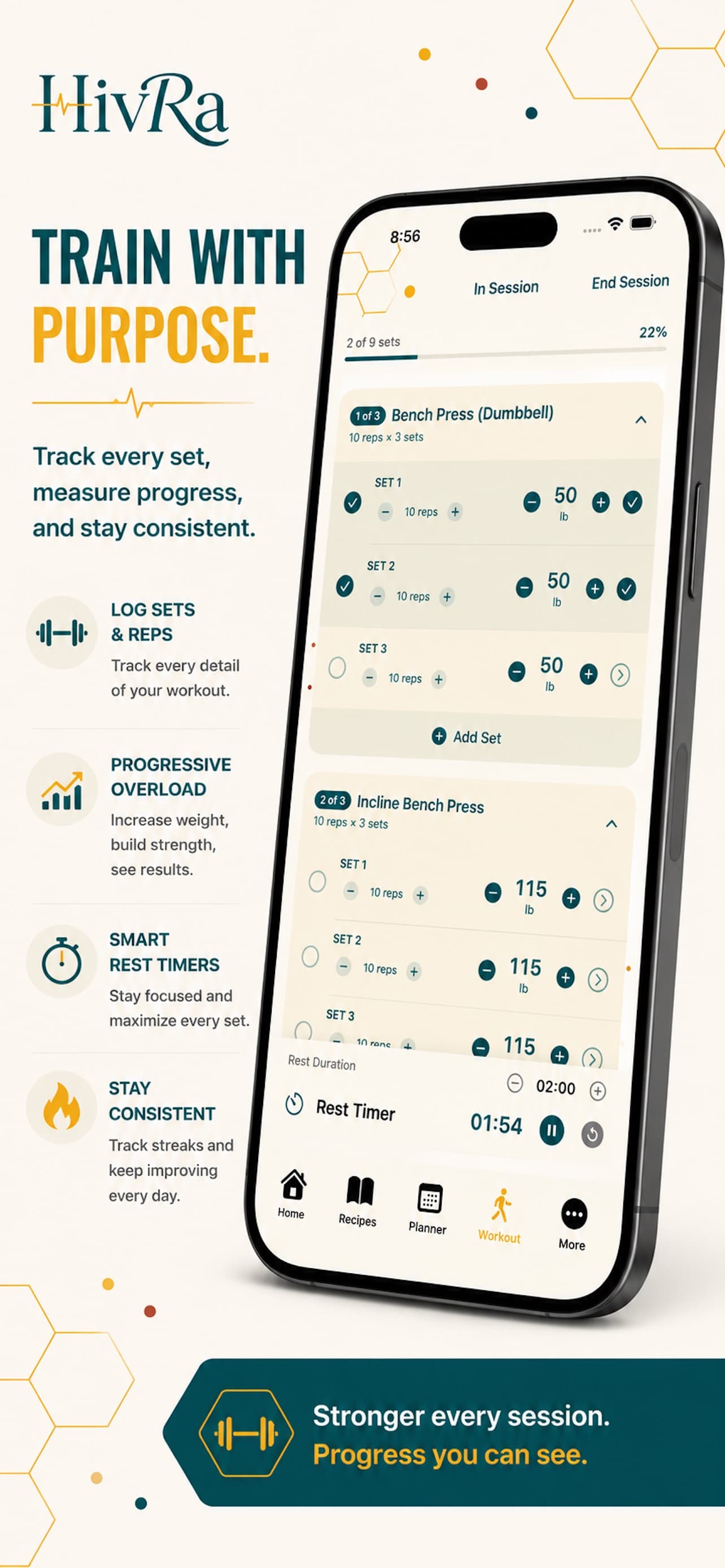 Guided workouts screen in the HivRa iOS application
