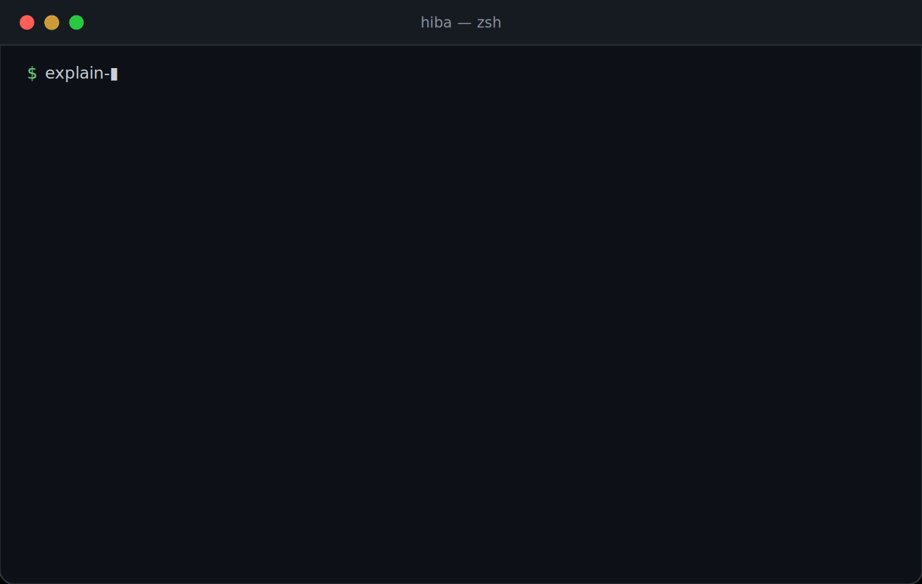 Error Explainer CLI analyzing a Python traceback and suggesting a fix